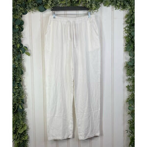 NEW NoraCora Women Pants LARGE Lightweight White Casual Cotton Straight Leg
